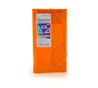 Set de Geometría Colorline - Carpeta con Gomas + Regla 30cm, Escuadra, Cartabón, Transportador y Tarjeta de Fórmulas - Naranja