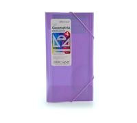 Set de Geometría Colorline - Carpeta con Gomas + Regla 30cm, Escuadra, Cartabón, Transportador y Tarjeta de Fórmulas - Morado
