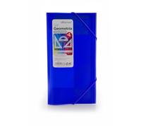 Set de Geometría Colorline - Carpeta con Gomas + Regla 30cm, Escuadra, Cartabón, Transportador y Tarjeta de Fórmulas - Azul Oscuro