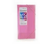 Set de Geometría Colorline - Carpeta con Gomas + Regla 30cm, Escuadra, Cartabón, Transportador y Tarjeta de Fórmulas - Rosa