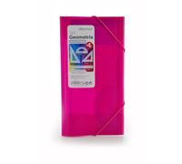 Set de Geometría Colorline - Carpeta con Gomas + Regla 30cm, Escuadra, Cartabón, Transportador y Tarjeta de Fórmulas - Fucsia