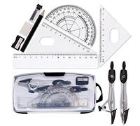 Set de Geometría, Juego de Brújula de Geometría Incluye Reglas Prolongador Lápiz de Brújula Plomo Replicas Lápiz, Borrador para Escuela y Oficina 10 Piezas