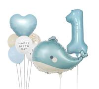 Set de Globos de Ballena Grandes, Globo de Helio de Ballena, Globo Azul XXL Número 1, Lindos Globos de Ballenas Decoración para Fiesta Temática de Criaturas Marinas