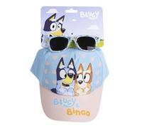 Set de Gorra y Gafas de Sol Infantil Bluey y Bingo - Accesorios para Niños, Azul Claro y Rosa, Licencia Oficial Cerdá
