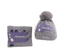 Set de Gorro Y Bufanda para Niños Conjunto de Invierno Dos Piezas para Niñas Caliente Jacquard de Punto Gorro con Bufanda Térmico Niño Tiempo Frío Sets de Accesorios Gris