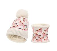 Set de Gorro Y Bufanda para Niños Conjunto de Invierno Dos Piezas para Niñas Caliente Jacquard de Punto Gorro con Bufanda Térmico Niño Tiempo Frío Sets de Accesorios caballo blanco