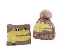Set de Gorro Y Bufanda para Niños Conjunto de Invierno Dos Piezas para Niñas Caliente Jacquard de Punto Gorro con Bufanda Térmico Niño Tiempo Frío Sets de Accesorios Caqui