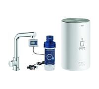 Set de grifos de agua estancada Grohe Red Mono, alcance 153mm, caños en forma de L, con caldera Grohe Red tamaño M, 30339001, Color: cromado