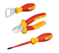 Bosch Professional Juego de herramientas manuales de 3 piezas (incl. 1 destornillador VDE (PH1), 1 cúter lateral diagonal VDE (160 mm) y 1 abridor de botellas, en L-Boxx Mini)