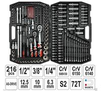 Set De Herramientas Yato 216 Piezas Llave De Carraca 1/4" 1/2" 3/8" Extensiones