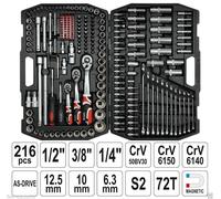 Set De Herramientas Yato 216 Piezas Llave De Carraca 1/4" 1/2" 3/8" Extensiones