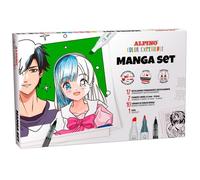 Alpino Set de iniciación al manga – 12 Sketch Marker doble punta, 2 fineliners, 10 láminas y guía