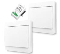 Set de interruptores de luz 230V, Interruptor inalámbrico sin batería, MINI Interruptor de pared impermeable inalámbrico, Alcance hasta 150m, Interruptor inalámbrico para luminarias 110-250V 10A 1200W