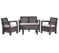 Set de jardín relax con mesa de sofá en resina Keter Tarifa Chocolate a 4 posti