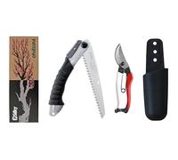 Set de jardinería Silky/Okatsune: tijeras Okatsune 103 y sierra plegable Silky Super Accel 210 mm (7,5 dientes/pulgada) con funda para cinturón. Precisión japonesa y cortes limpios.
