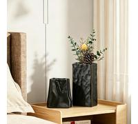 Set De Jarrón De Cerámica Plisado Negro Y Blanco para La Decoración, Jarróns Modernos De Flores Huecas De Boho, Decoración Estética Nórdica, Jarróns Decorativos para La Habitación(2PCS-White)