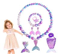Set de joyería de , joyería de pequeñas s - 7x Pendientes de collar de brazalete de princesa Mermaid Juego de pendientes | Fetend Play Accesorios de disfraces, decoraciones de fiesta para ropa diaria