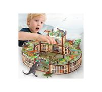 Set de juego de dinosaurios de 215 piezas, construye tu propio parque de dinosaurios con 18 figuras realistas, jaula y estación de batalla,