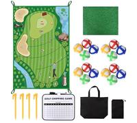 Set de Juego de Golf para Interior y Exterior - Juego de Golf con Alfombra de Golpeo, 16 Pelotas Adhesivas, Estacas y Tablero de Puntuación para el Hogar, Jardín, Oficina o Regalo para Golfistas