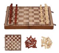 Set de juegos de ajedrez Zoutpy - Juego magnético de ajedrez de viaje plegable de madera, juego portátil, juego internacional de ajedrez y damas, 2 en 1 para niños, adultos (39 * 39 cm) (color nogal)