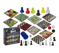 Set de Juegos de Mesa 10 en 1, Incluye Ajedrez, Damas, Parchis, Oca y Más, 16,4 x 16 x 5,2 cm, con Fichas y Dados
