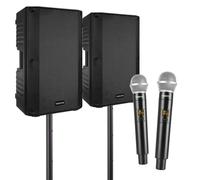 Vonyx Set de Karaoke para Adultos VSA120S - 800W, Bluetooth, Micrófonos Inalámbricos UHF, Woofer de 12", Soportes Ajustables, Fácil Instalación, Sonido Potente y Profesional para Fiestas