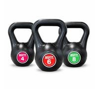 Set de Kettlebells BSFIT - Pack de Pesas Rusas de 2 o 3 Unidades, Pesas Rusas Antideslizantes para Fuerza, Fitness, Cross Training, Gimnasio y Entrenamiento en Casa (4 + 6 + 8 kg)