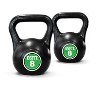 Set de Kettlebells BSFIT - Pack de Pesas Rusas de 2 o 3 Unidades, Pesas Rusas Antideslizantes para Fuerza, Fitness, Cross Training, Gimnasio y Entrenamiento en Casa (2 x 8 kg)