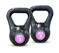 Set de Kettlebells BSFIT - Pack de Pesas Rusas de 2 o 3 Unidades, Pesas Rusas Antideslizantes para Fuerza, Fitness, Cross Training, Gimnasio y Entrenamiento en Casa (2 x 3 kg)