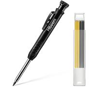 Set de Lápices de Carpintero Macizo para Construcción con 7 Afiladores Incorporados de Cables Grises Amarillos, Lápiz Mecánico de Punta Larga y Agujero Profundo Herramienta de Marcadores (Negro)