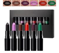 Set De Lápiz Labial De Halloween, Color De Labios Negro Oscuro, Lápiz Labial De Mascarada, Kit De Maquillaje De Larga Duración, Piezas De 4,2gx6, Para El Festival De Música Mascarada De Carnaval De Ca