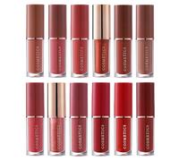 Set De Lápiz Labial Líquido De Acabado Mate,Kit de Maquillaje de Labios de Secado Rápido 12 Piezas - Kit De Tinte De Labios Nude,Para Viajes Viaje De Negocios Escenario Reunión Vacaciones