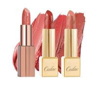 Set de lápiz labial metálico mate Oulac Nude, acabado metálico mate, fórmula altamente pigmentada e hidratante, suave y sin asperezas, vegano 2 piezas