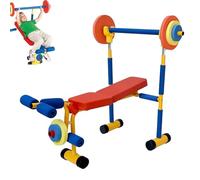 Set de Levantamiento de Pesas para Niños, Divertido Banco de Ejercicios para Niños Pequeños, Set de Levantamiento de Pesas Multifuncional, Equipo de Ejercicio Ajustable para Niños