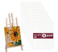 Set de Lienzos para Pintar de Algodón 100%, Set Panel de Lienzo Preestirado 20x25cm, Pack de 8 Lienzos para Pintar en Blanco, Canvas para Pintar, Paneles de Lienzos para Acrílicos, Óleos, Gouache