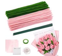 Set de Limpiapipas Flores, 200 Piezas Set de Tulipanes de Limpiapipas, Flores Pipe Cleaner Set, Tulip Bouquet Pipe Cleaner Set, Limpiapipas Manualidades, Limpiapipas para Ramos DIY
