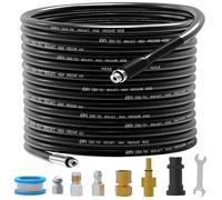Set de limpieza de tuberías de desagüe de alta presión de 30 m con boquilla de chorro y boquilla giratoria para limpiadoras de alta presión Kärcher K2 - K7 y Lavor