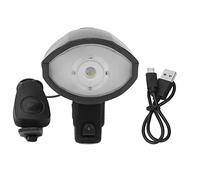 Set de luz de bicicleta recargable USB, faros delanteros de alto brillo que monta la luz delantera con bocina para el scooter de equilibrio, silla de ruedas y ciclismo de montaña (negro)