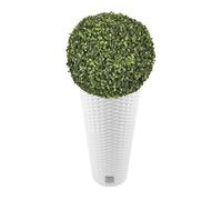 Set de maceta rato de 27 litros con inserto 30 x 30 x 57,2 cm en color blanco + bola de boj diámetro 36 cm