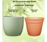 Set De Macetas Decorativas Basel De Cerámica Con Vaso Plástico