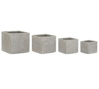 Home ESPRIT Set de Maceteros Beige Fibra de Vidrio Magnesio 44,5 x 44,5 x 42,5 cm (4 Unidades)