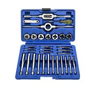Set de machos y matrices HSS Kit herramientas roscado manual métrico con estuche Juego ingeniería para fabricar roscas tornillo acero aleado