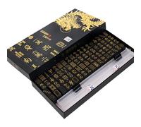Set de Mahjong para Viaje | 144 Piezas De Fichas De Mahjong Negras Y Doradas - Incluye 2 Dados y 4 Porta fichas para Organización - Para Principiantes, De Uso En El Hogar, Viajes, Fiestas Y Celebracio