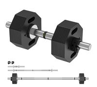 Set de mancuernas ajustables con barra de curl, 28Kg de pesas de acero , fitness en casa y entrenamiento de