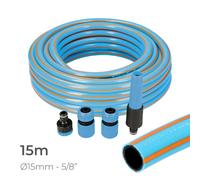 Set de manguera con accesorios edm azul 5/8' 20 mm x 15 m