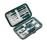 Set de manicura de 19 piezas, set de pedicura profesional de acero inoxidable, cortaúñas con estuche de transporte, regalo creativo, verde 10,h