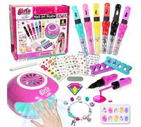 Set de Manicura Para Niña, Juegos de Salón Manicura, Kit de Arte de uñas para Niños, Kit Pintauñas Niñas, Maquillaje Niñas Regalo Cumpleaños 6 7 8 9 10 11 12 Años