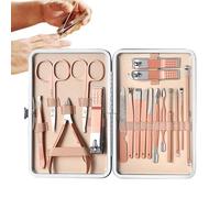 Set de manicura profesional, kit de manicura para mujer | Juego de 18 juegos de manicura de viaje - Set de para el cuidado de las uñas de acero inoxidable con estuche para ella y para