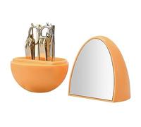 Set de manicura, set de cortauñas, Kit de cuidado uñas 8 piezas con estuche viaje en forma huevo, multicolor(Orange)