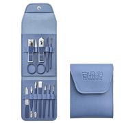 Set de manicura, set de cortauñas, Paquete de 12 cortaúñas multicolores for manicura y pedicura(Blue 12-piece Set)